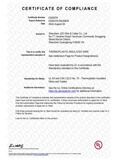 UL認證THHN&THWN-2，美標資質證書